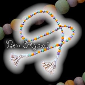 Hand Crafted Wood Beaded Pretty Garland Tree Mantle New Original Hand Dyed B010